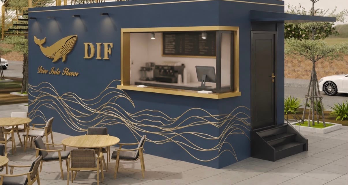 DIF Cafe kiosk — exterior 3D render